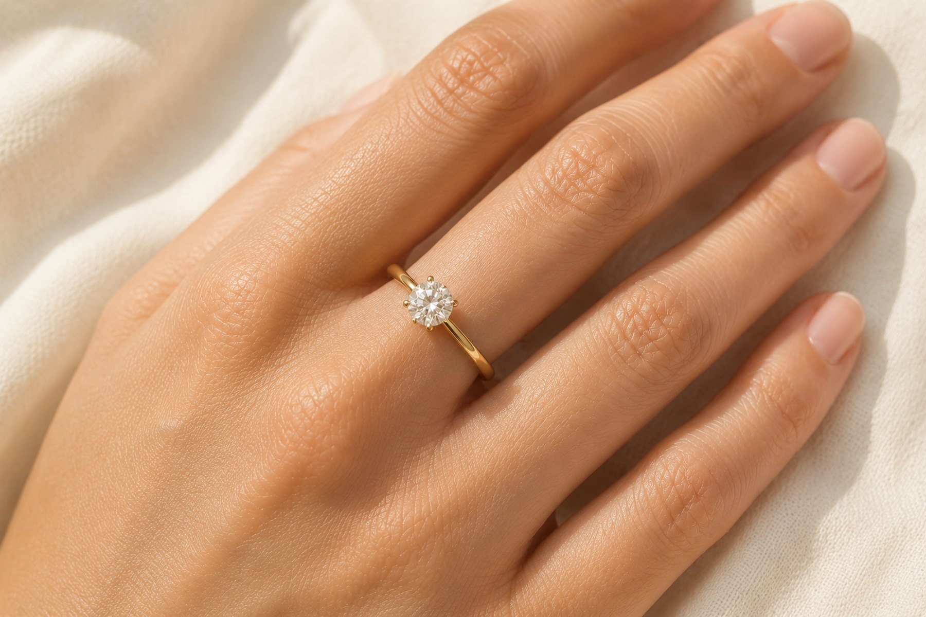A CEPHI solitaire commission — round brilliant in six claws, 18k yellow gold