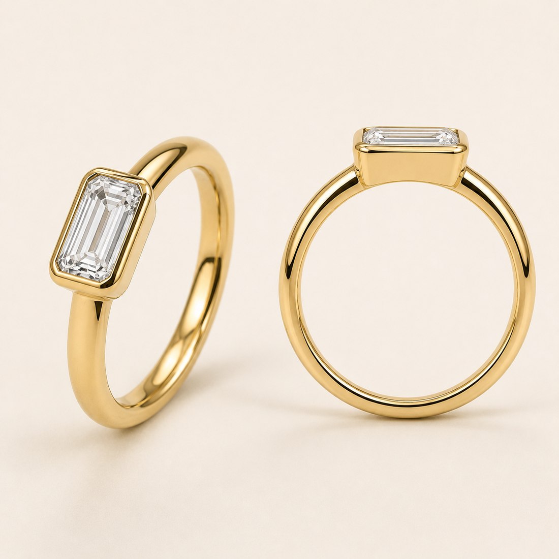 The Bezel Emerald — three-quarter and profile views